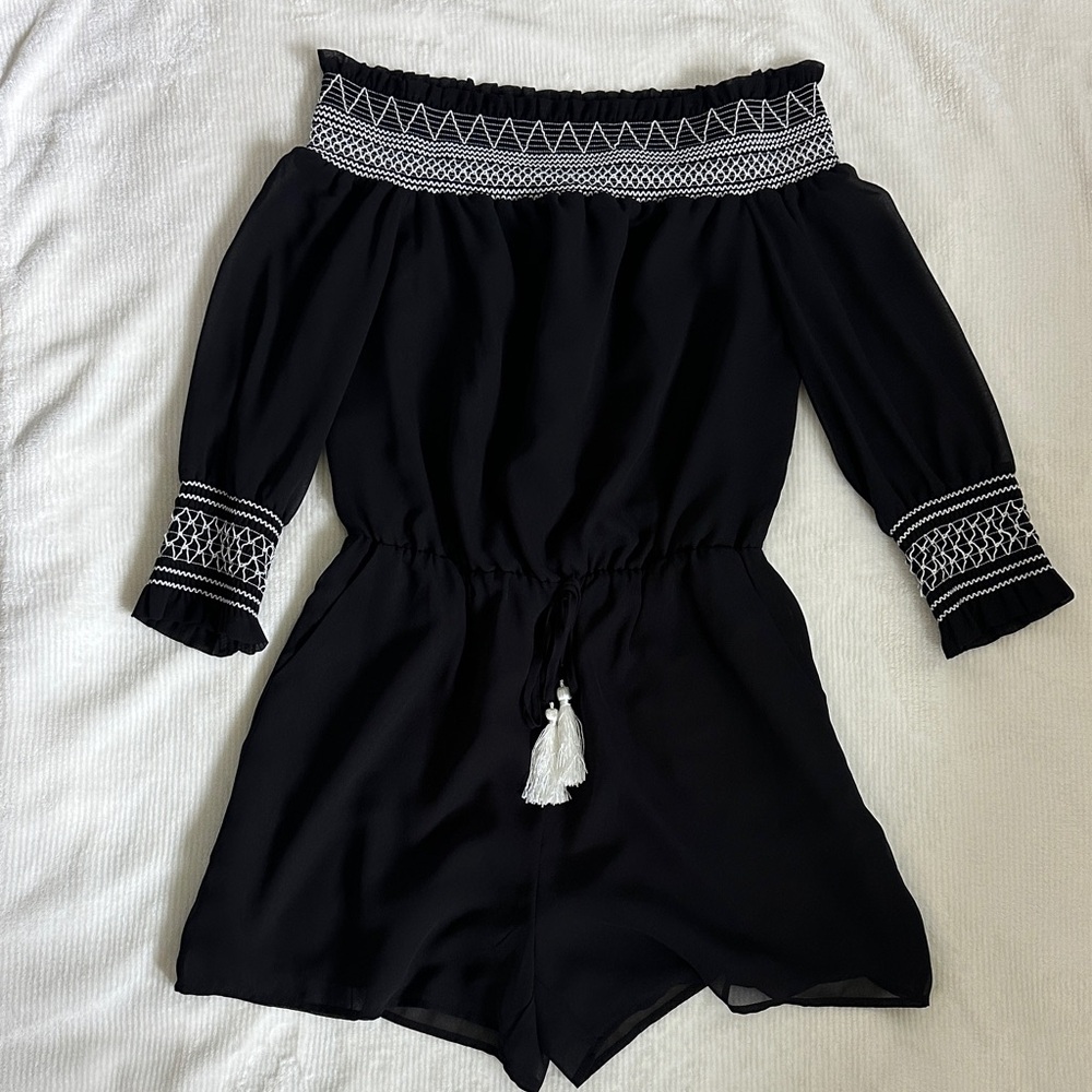 Black Off-Shoulder Romper